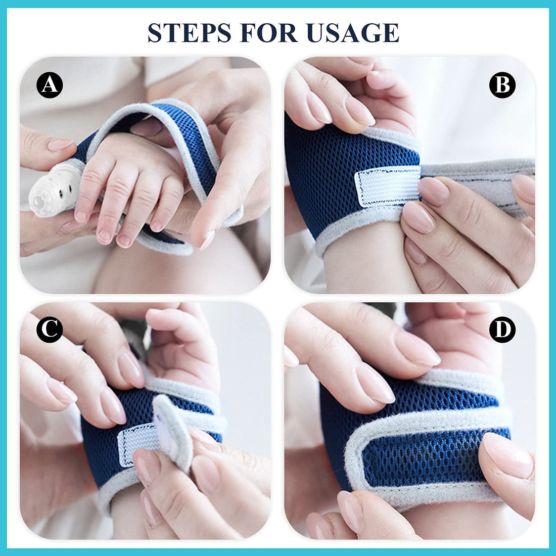 2 Pieces Silicone Toddler Baby Finger Guard with Breathable Wrist Band Thumb Kit to Prevent Children from Sucking Fingers (Blue)