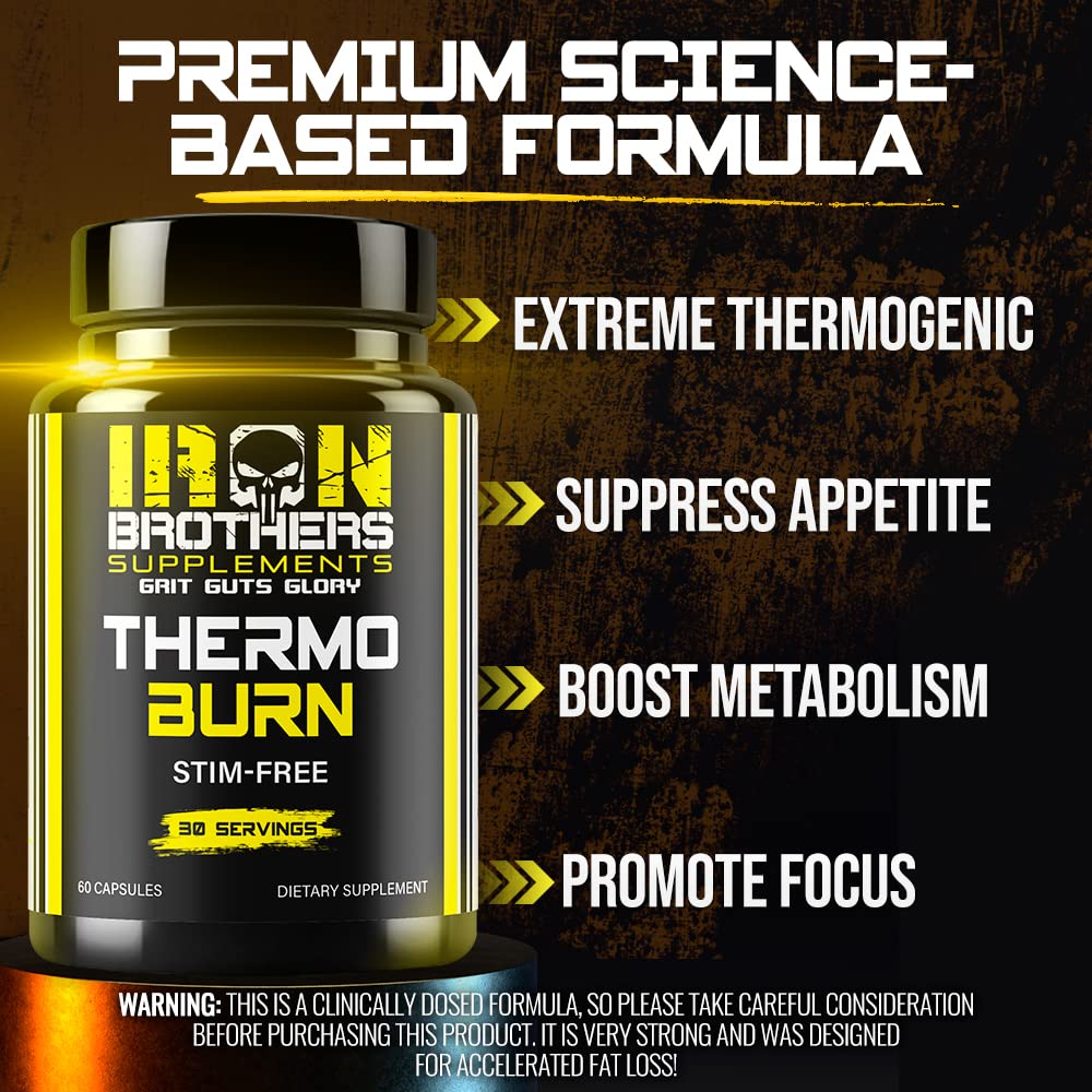 Iron Brothers Supplements Stimulant Free Fat Burners for Women and Men – Weight Loss - Non Stim Thermogenic Fat Burner – Dietary Supplement – Metabolism Booster with Cayenne Pepper – 30 Day Supply