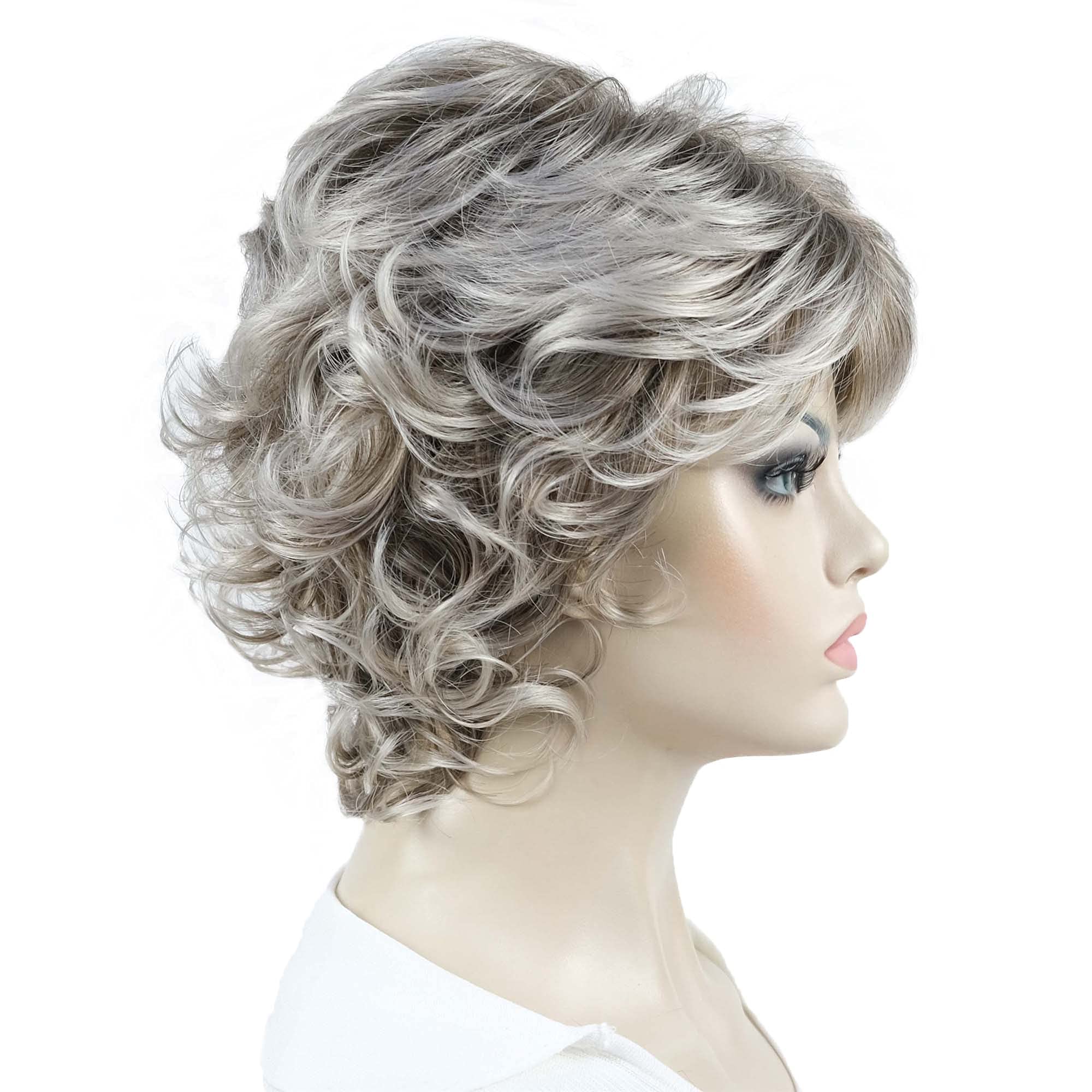 #48T: Aimole Synthetic Wigs Women'S Curly Ends Short Fiber Wig With Layered Bangs(48T)