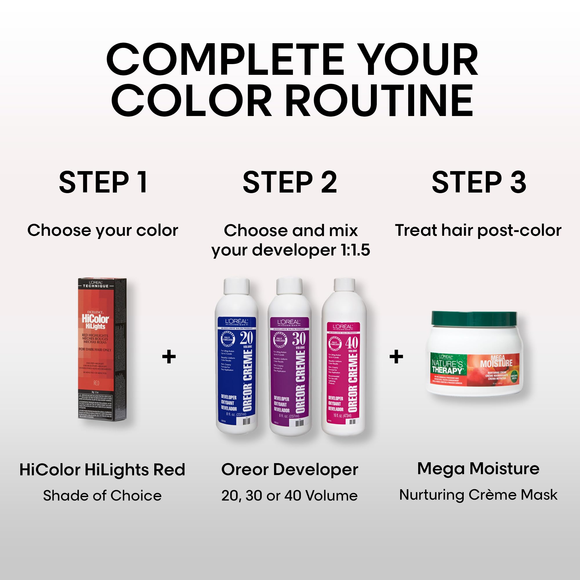 L'Oréal Technique HiColor Red HiLights Permanent Hair Color for Dark Hair | Intense Red Highlights | No Pre-Lightening Required | Rich, No-Drip Creme | Quick Processing Time | Red