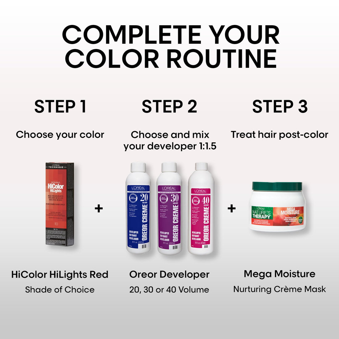 L'Oréal Technique HiColor Red HiLights Permanent Hair Color for Dark Hair | Intense Red Highlights | No Pre-Lightening Required | Rich, No-Drip Creme | Quick Processing Time | Red