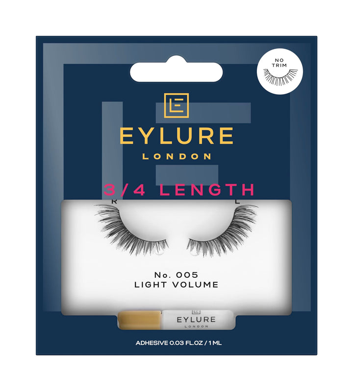 Eylure Volume False Lashes, Style No. 005, Reusable, Adhesive Included, 1 Pair