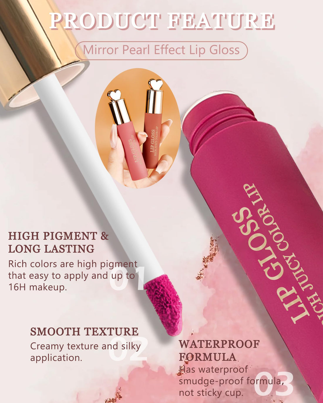 Hydrating Tinted Lip Gloss,1Pcs High Pigmented Bright Red Liquid Lipstick Lip Tint Stain,Longlasting Waterproof Lipstain,Color Stay Lipgloss Lip Glaze Lip Oil,Women's Day Makeup Gift for Women-03#