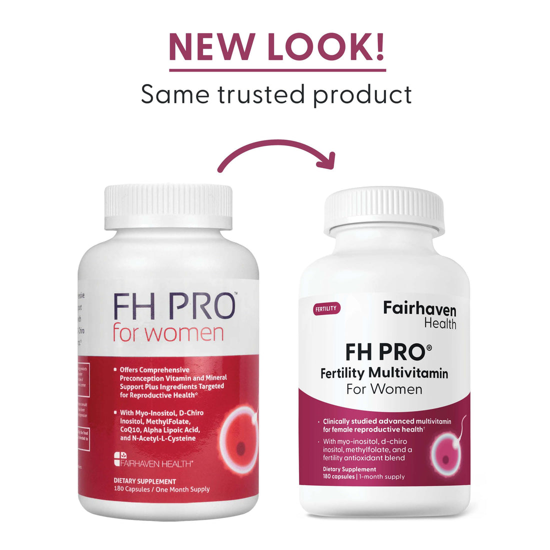 Fairhaven Health FH Pro for Women | Clinically Studied Fertility Supplements for Women | Aids Ovulation, Hormonal Balance, & Regular Cycles* | Conception for Her Fertility Support | 180 Capsules