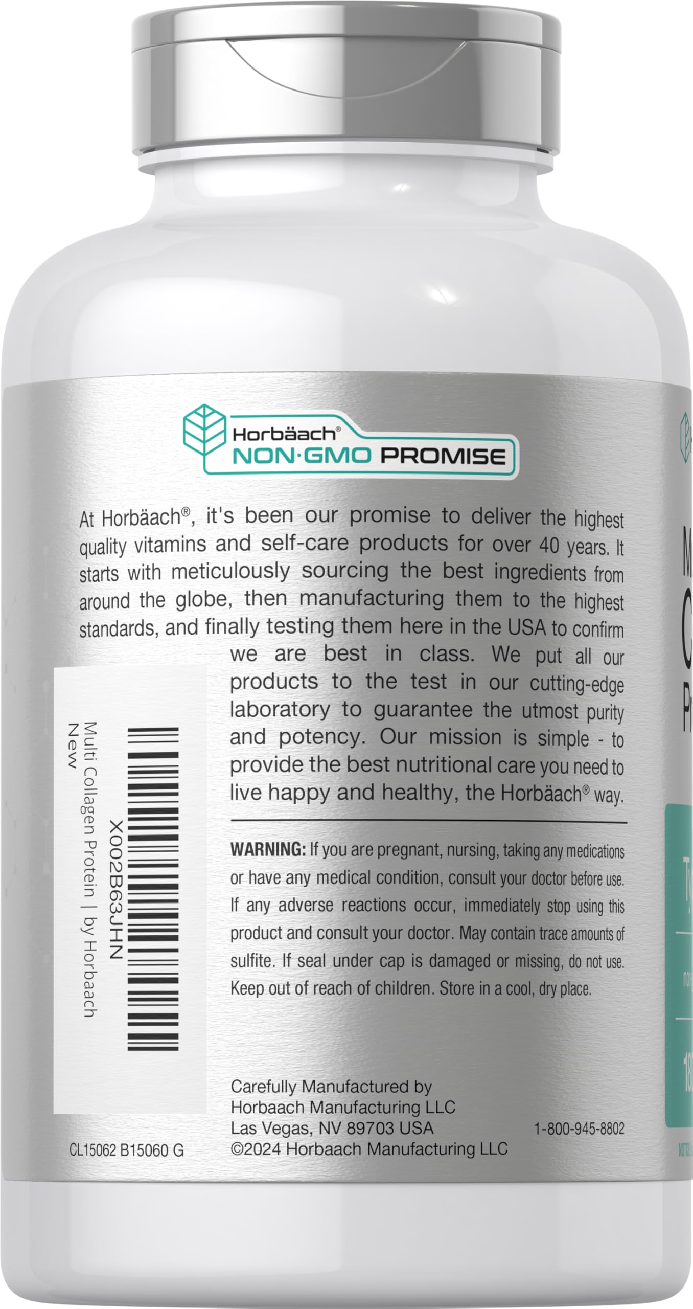 Horbäach Multi Collagen Protein 2000 mg | 180 Capsules | Hydrolyzed Collagen Type I, II, III, V, X | Keto & Paleo Friendly, Non-GMO, Gluten Free Supplement