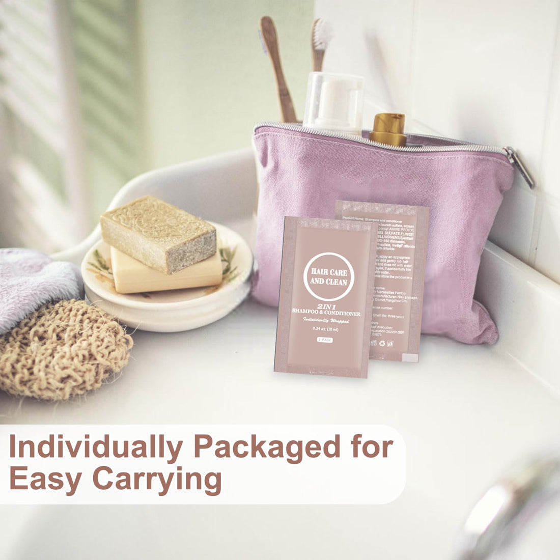 Travel Shampoo & Conditioner, 2 in 1 Shampoo Set Bulk, Mini Size Small Men Women Essential Cleansing Toiletries Amenities for Hotel, Shelter/Homeless/Nursing Home/Charity 0.34 Fl Oz(Pack of 30)