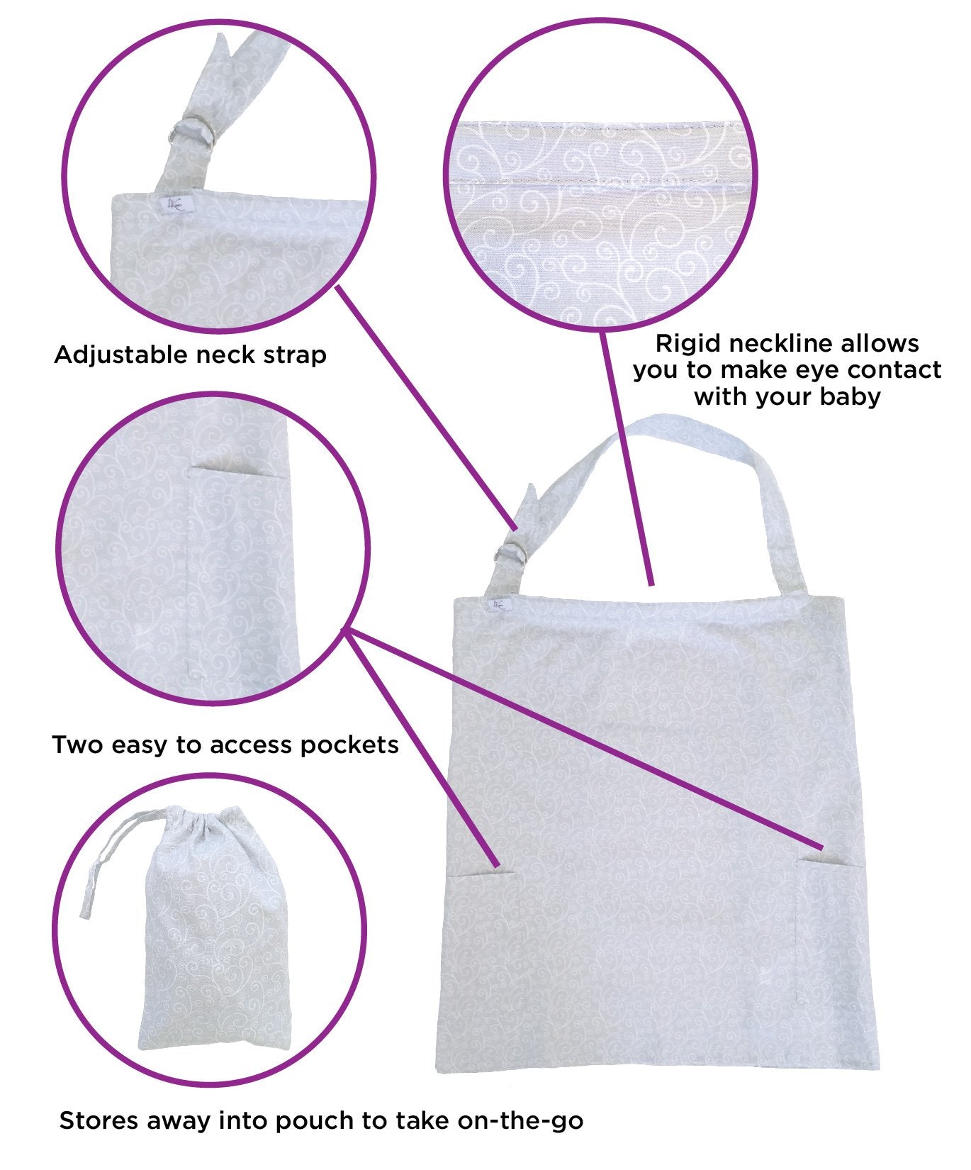 LK Baby Nursing Cover for Breastfeeding Privacy EXTRA WIDE for Full Coverage - Breathable 100% Cotton, Stylish and - AZO Free