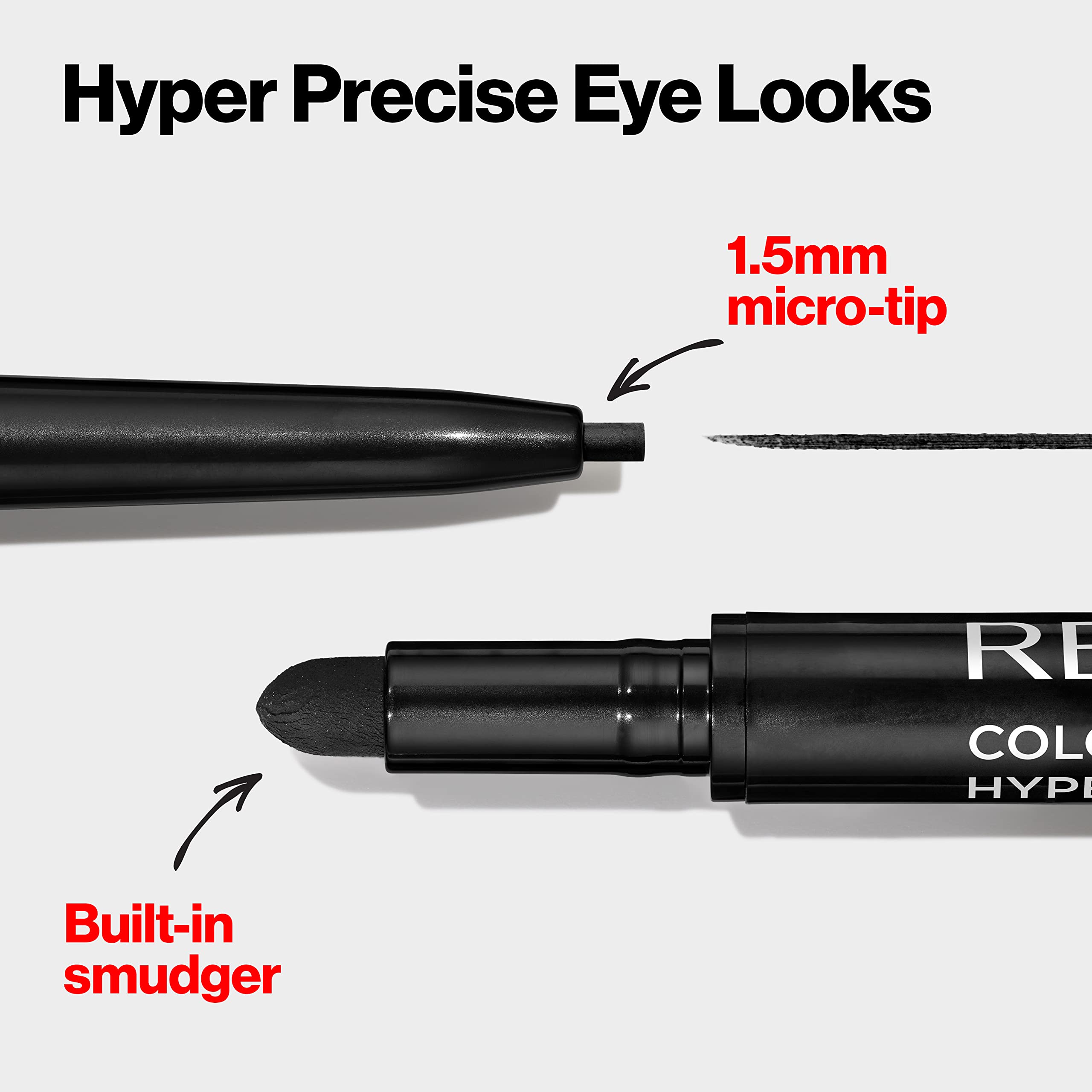 Revlon Gel Eyeliner, ColorStay Micro Hyper Precision Eye Makeup with Built-in Smudger, Waterproof, Longwearing with Micro Precision Tip, 215 Brown, 0.002 oz