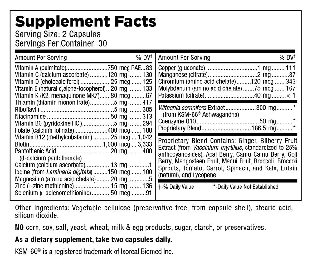 Mt. Angel Vitamins - Daily Womens Multivitamin - Adult Formula with Iron, Calcium, KSM-66 Ashwaganda, and a Potent Proprietary Herbal Blend of The Best Womens Vitamins - 60 Count Capsules