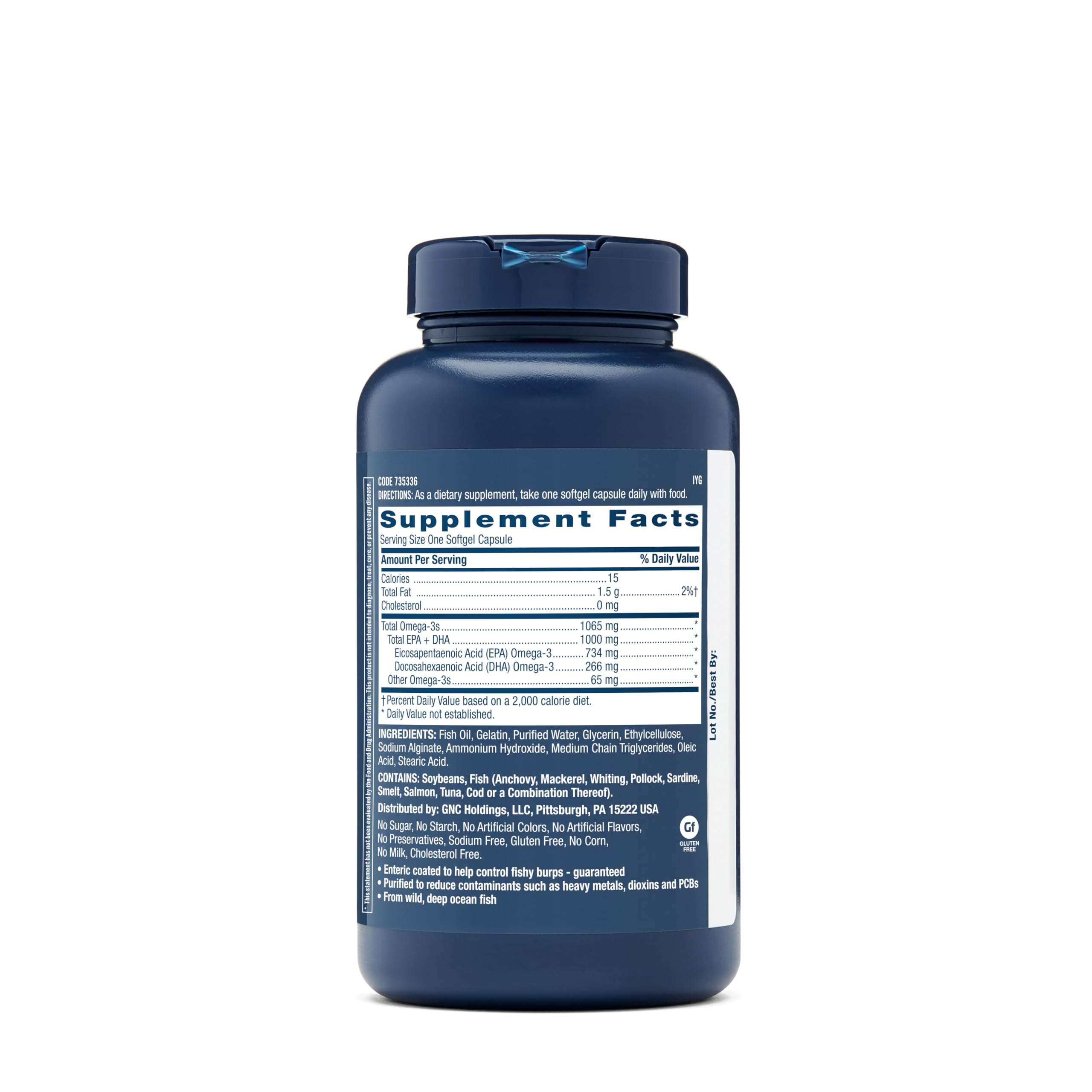 GNC Triple Strength Omega 3 Fish Oil 1000mg, 120 Count, Supports Joint, Skin, Eye, and Heart Health