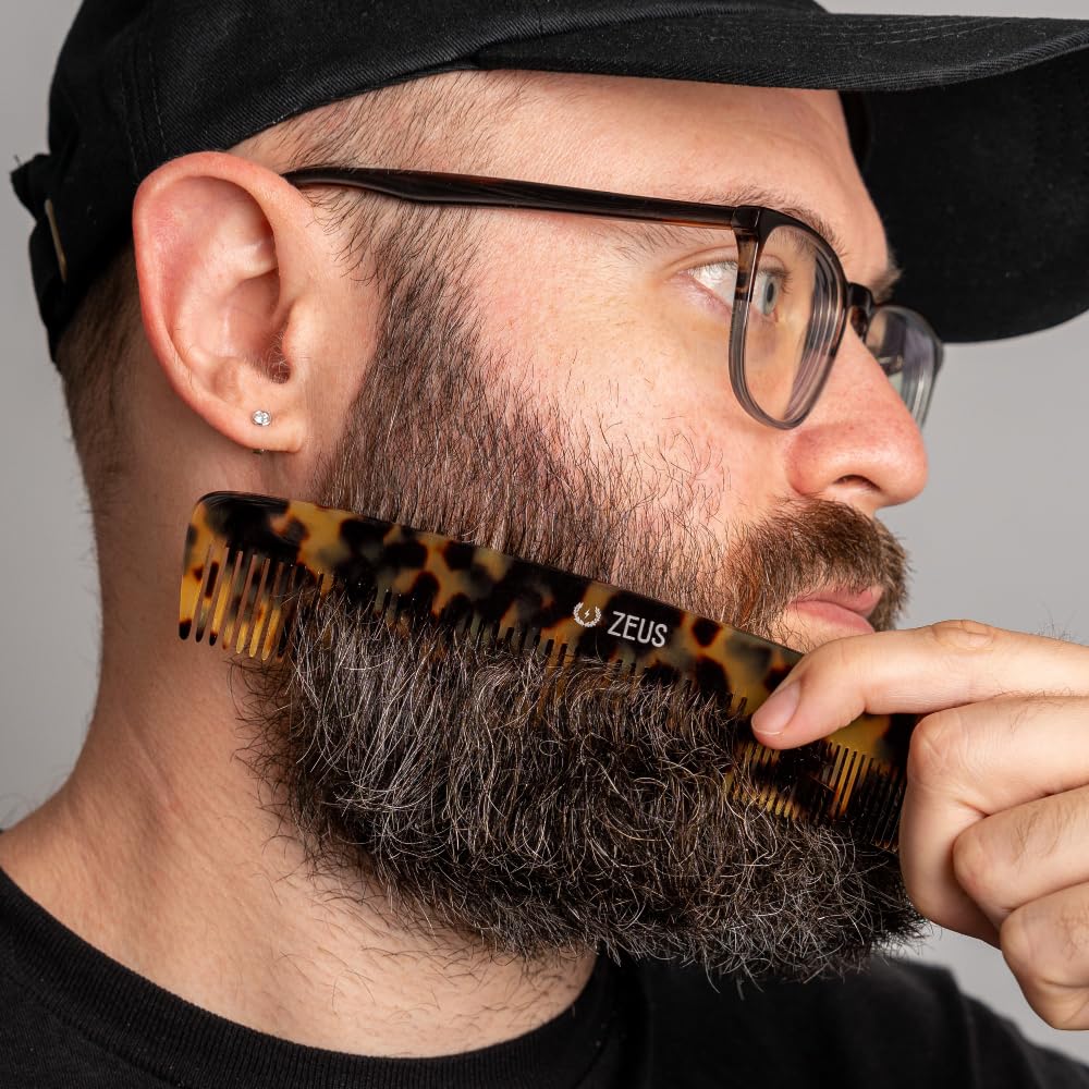 ZEUS 7.5 Saw-Cut Handmade 2-in-1 Beard & Mustache Comb, Traditional