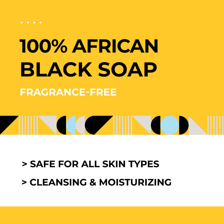 AKWAABA 100% African Black Soap(Fragrance-free) 4oz - For Body and Face | Moisturize and nourish your skin | Safe for all skin types