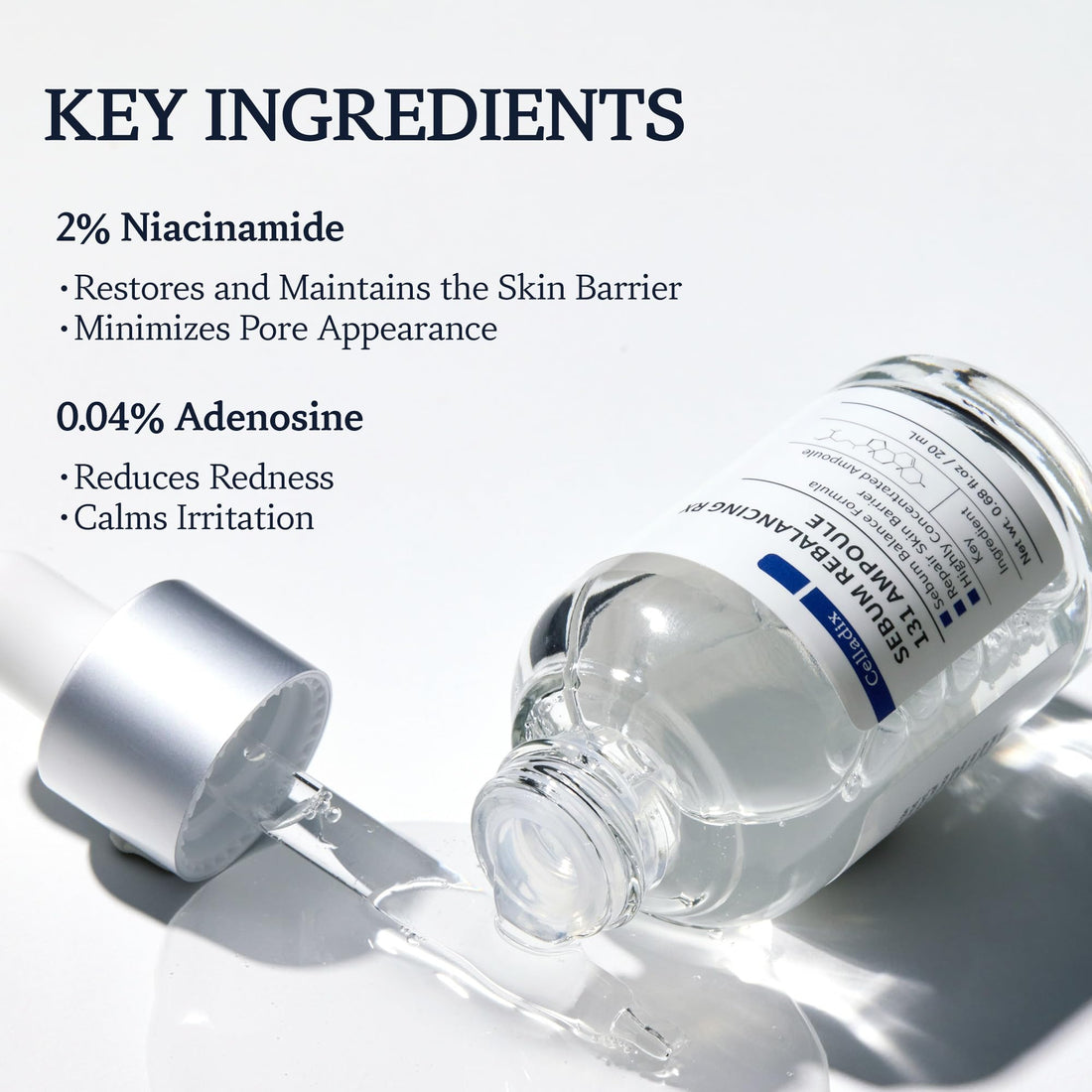 Celladix Sebum Rebalancing Rx 131 Ampoule | Minimize Sebum Serum | Tighten Enlarged Pores | Repair Skin Barrier | Rapid Soothing for Daily Use | Oily & Combination Skin | 0.68 Fl Oz