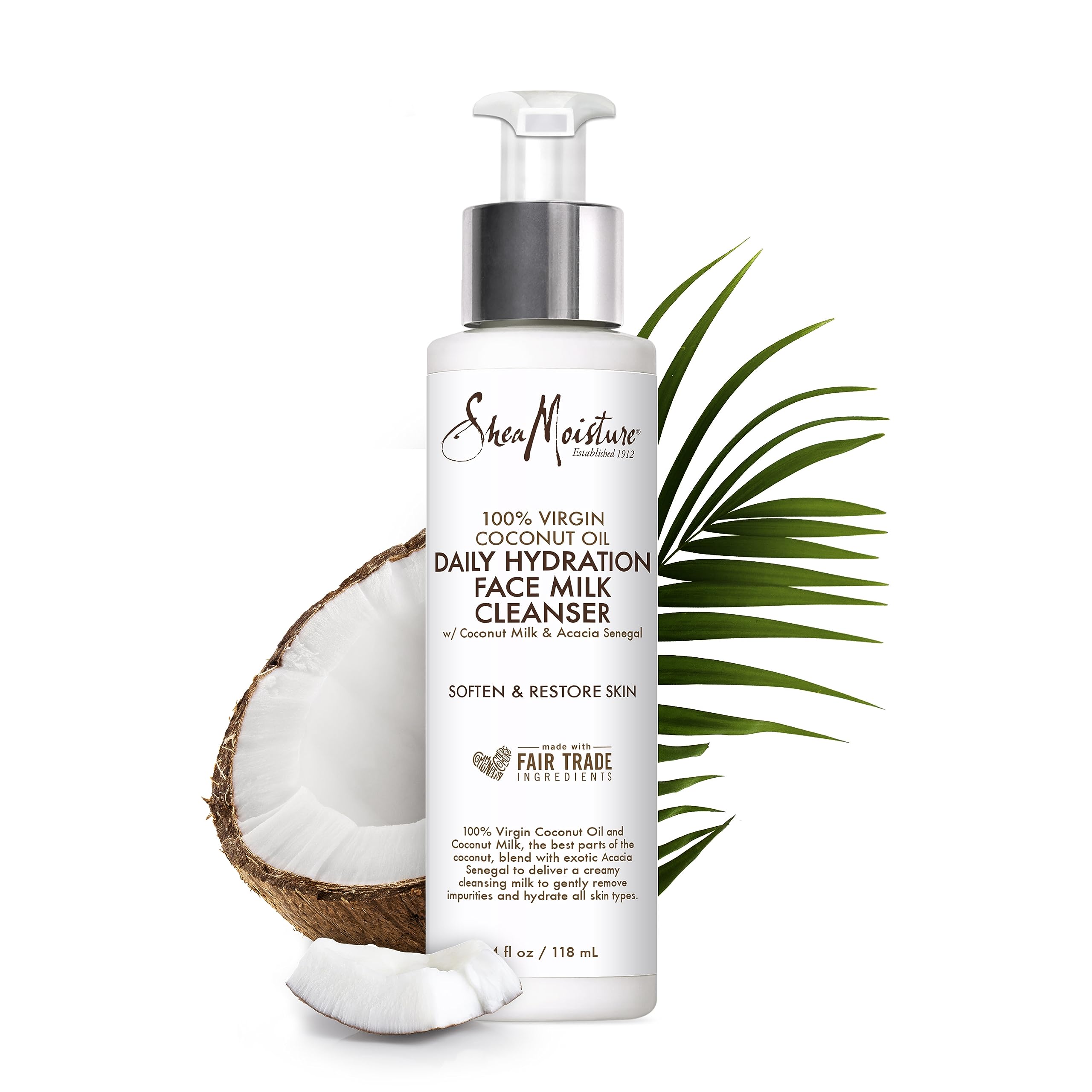 SheaMoisture 100 Virgin Coconut Oil Daily Hydration Face Milk Cleanser | 4 fl.oz