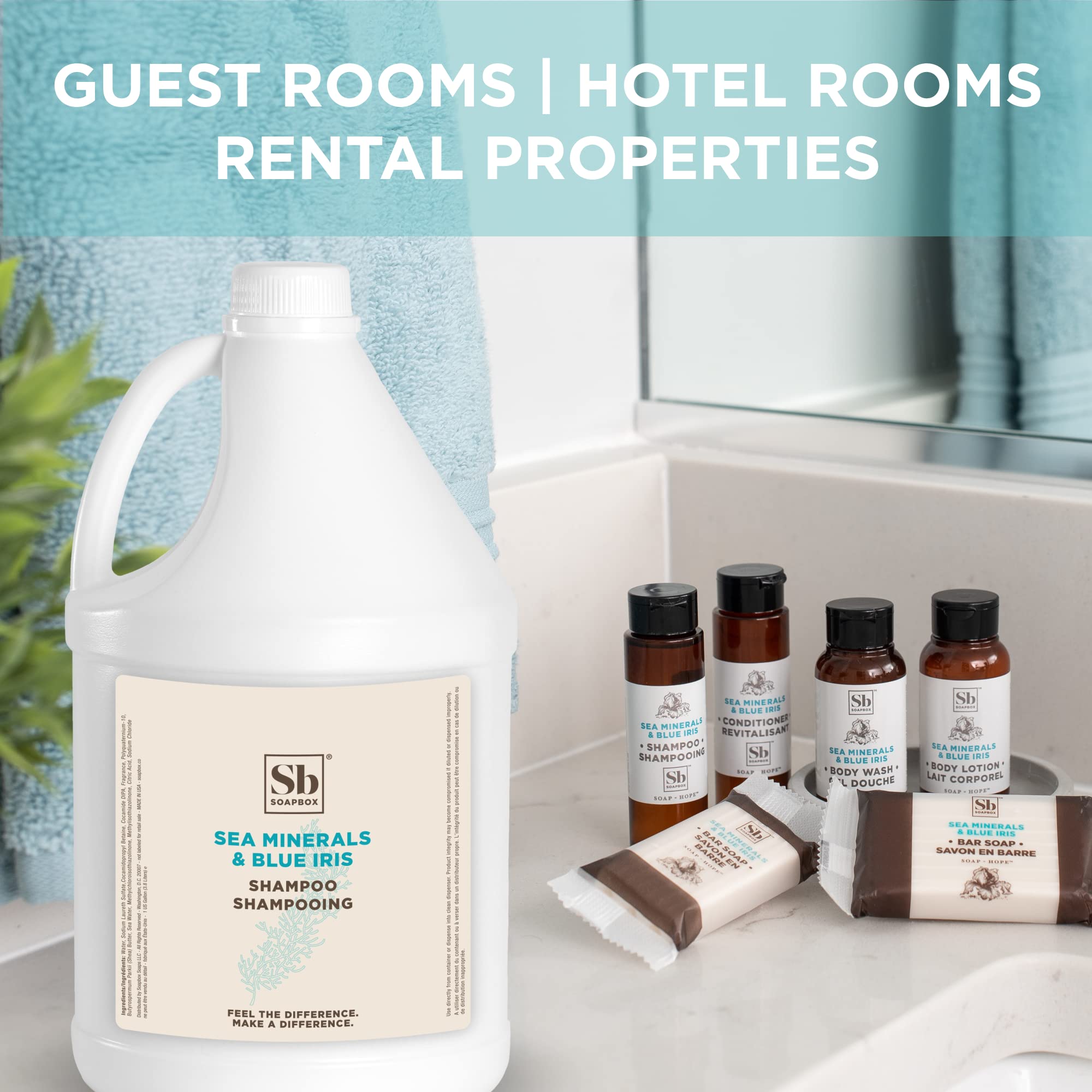 Soapbox Sea Minerals & Blue Iris Shampoo, Vegan, Color Safe, Sulfate Free & Silicone Free Hair Shampoo Refill for Home & Professional Use - Gallon Size