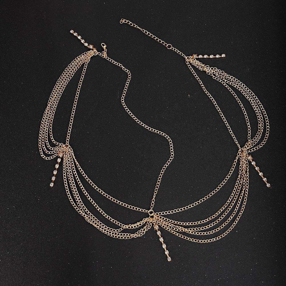 Deniferymakeup Gold Rhinestone Wedding Bridal Prom Bohemian Boho Grecian Head Chain Hair Jewelry Head Piece Bollywood Bride Glamorous