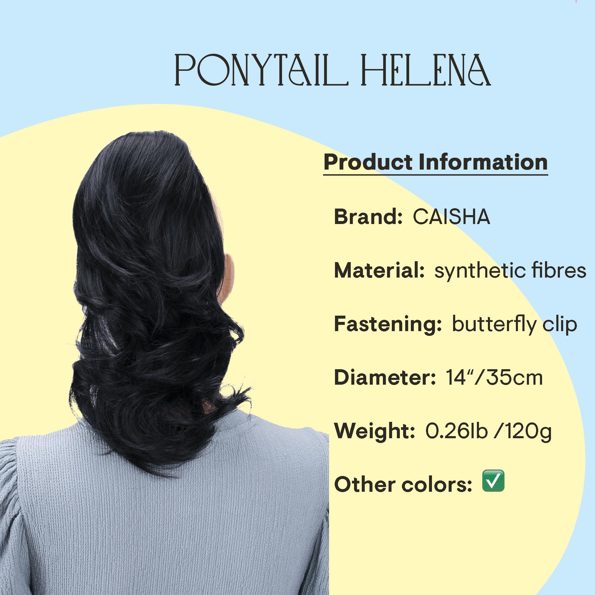 Black # 1 H88 : PRETTYSHOP 14 & 110g Hair Piece Ponytail Extension Straight Light Curled Nature Looking Heat-Resisting Different Colors (jet black H88_1)