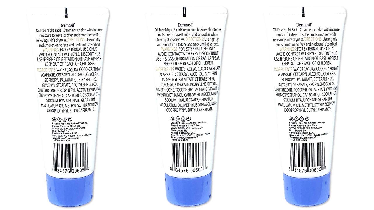 Dermasil Labs Oil Free Night Moisturizer Facial Cream 2 Fl Oz. by Dermasil