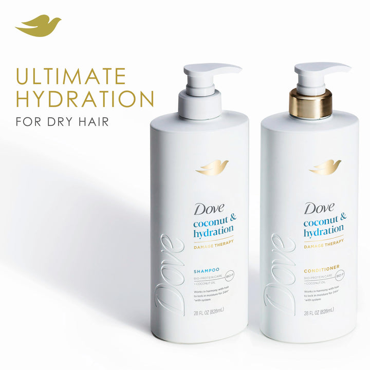 Dove Shampoo Coconut & Hydration for Dry Hair with Bio-Protein Care Technology and Coconut Oil 28 Fl Oz