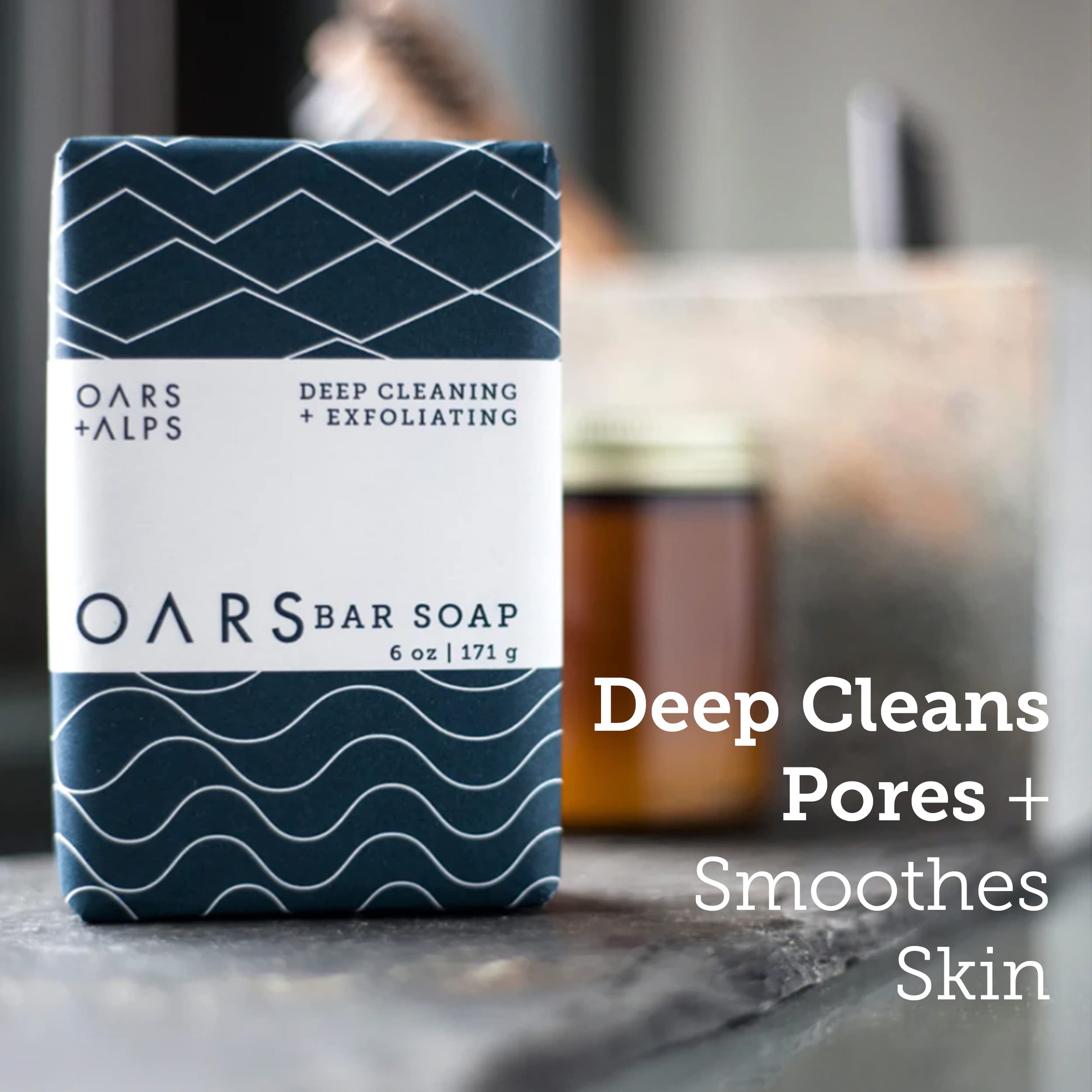 Oars + Alps Natural Exfoliating Blue Charcoal Oars Bar Soap | Deep Clean, Activated Charcoal, Body Scrub, Non-Toxic.