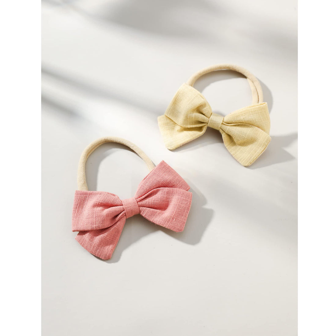 30 Pcs Baby Headbands Infant Girls Hair Bows Nylon Hairbands with Linen Bows Handmade Head Accessories for Newborn Toddlers Kids