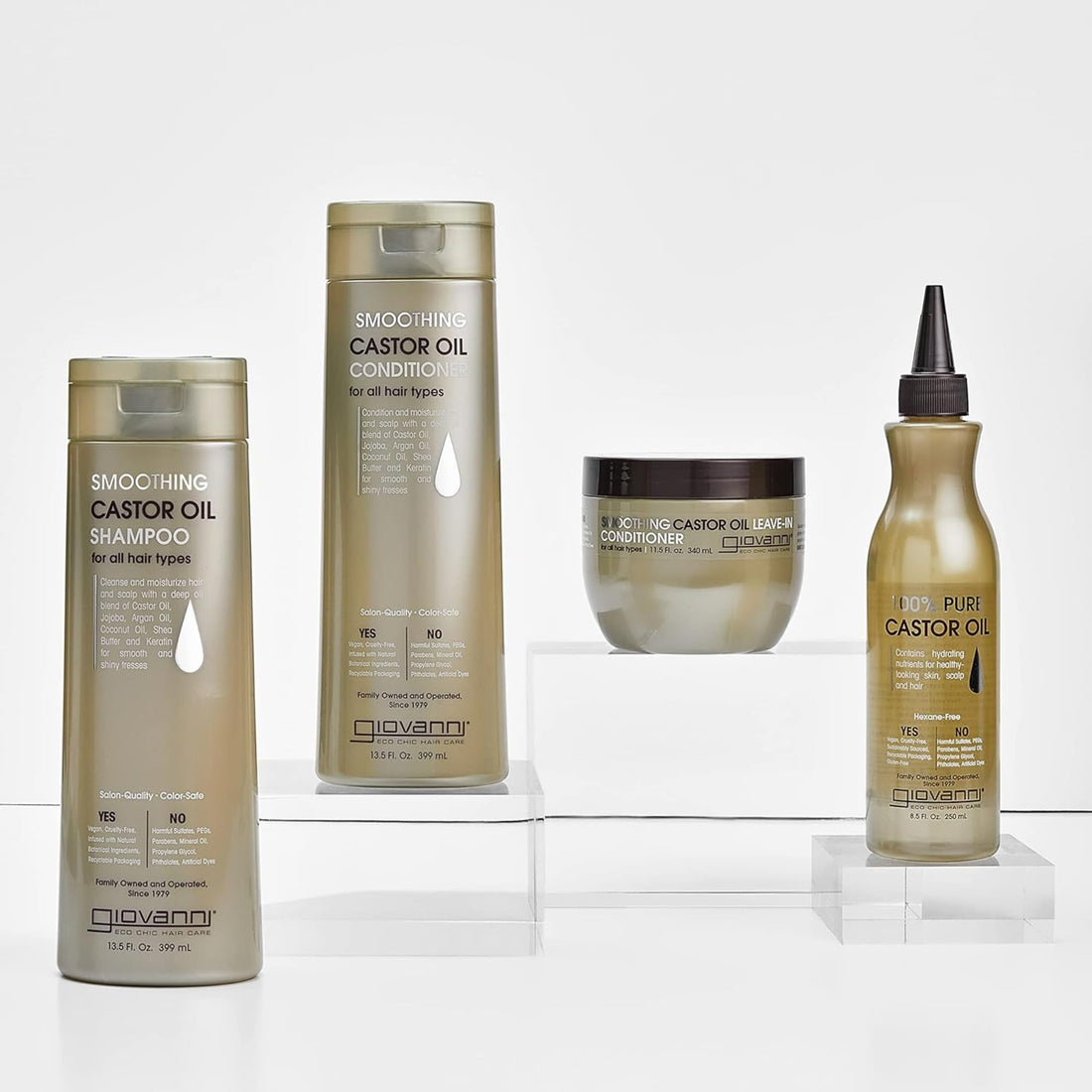 GIOVANNI Smoothing Castor Oil Shampoo â€“ All Hair Types, Moisturize Hair & Scalp, Hydrate & Tame Frizz, Jojoba, Argan Oil, Coconut Oil, Shea Butter, Keratin - 13.5 oz