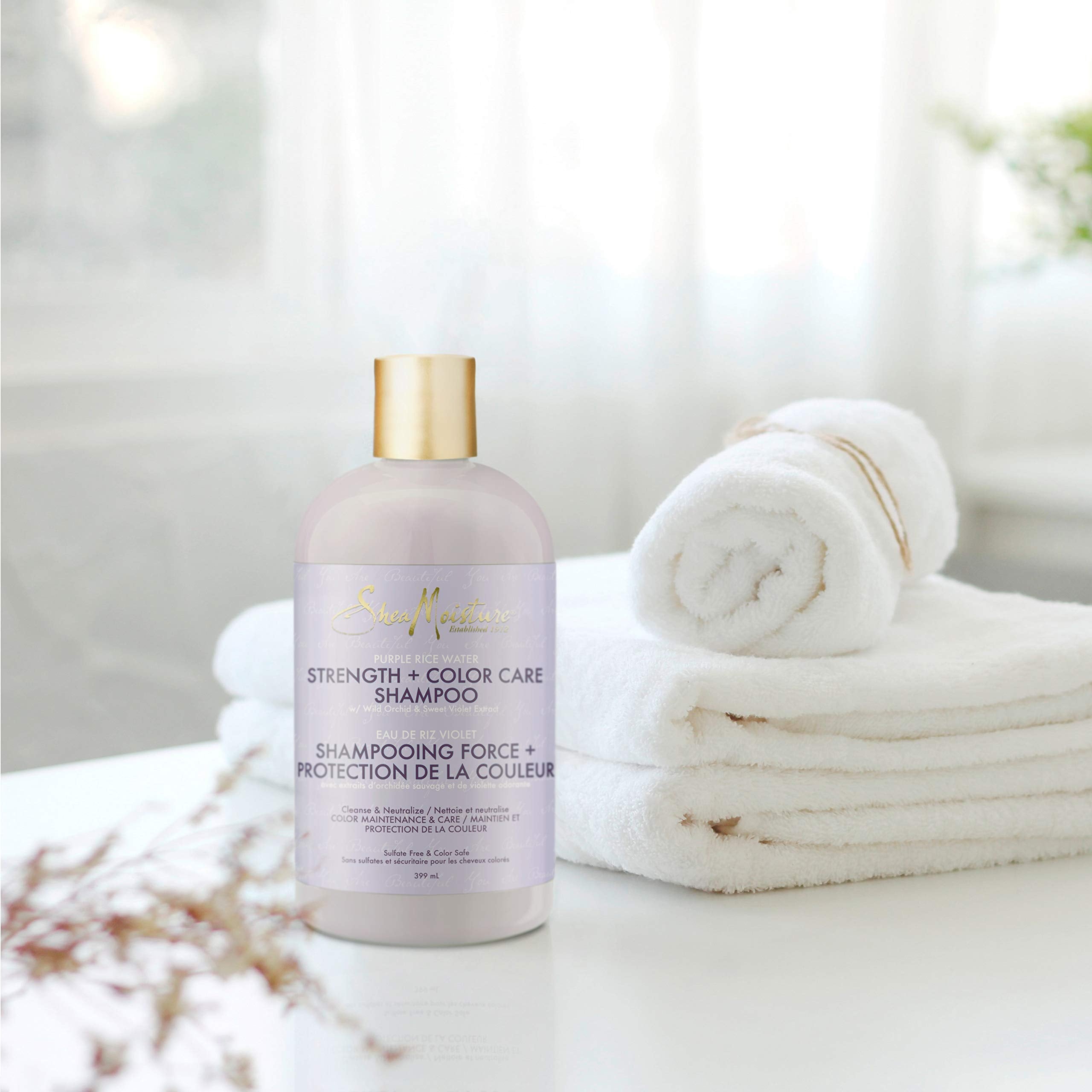 SheaMoisture Purple Rice Water Strength + Color Care Shampoo for Damaged Hair 13.5 fl ounce