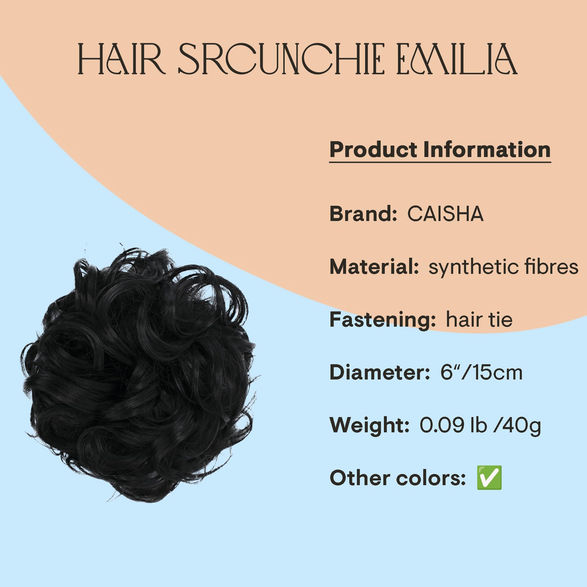 Black G1E_1 : PRETTYSHOP Hairpiece Hair Rubber Scrunchie Scrunchy Updos VOLUMINOUS Curly Messy Bun Black G1E_1