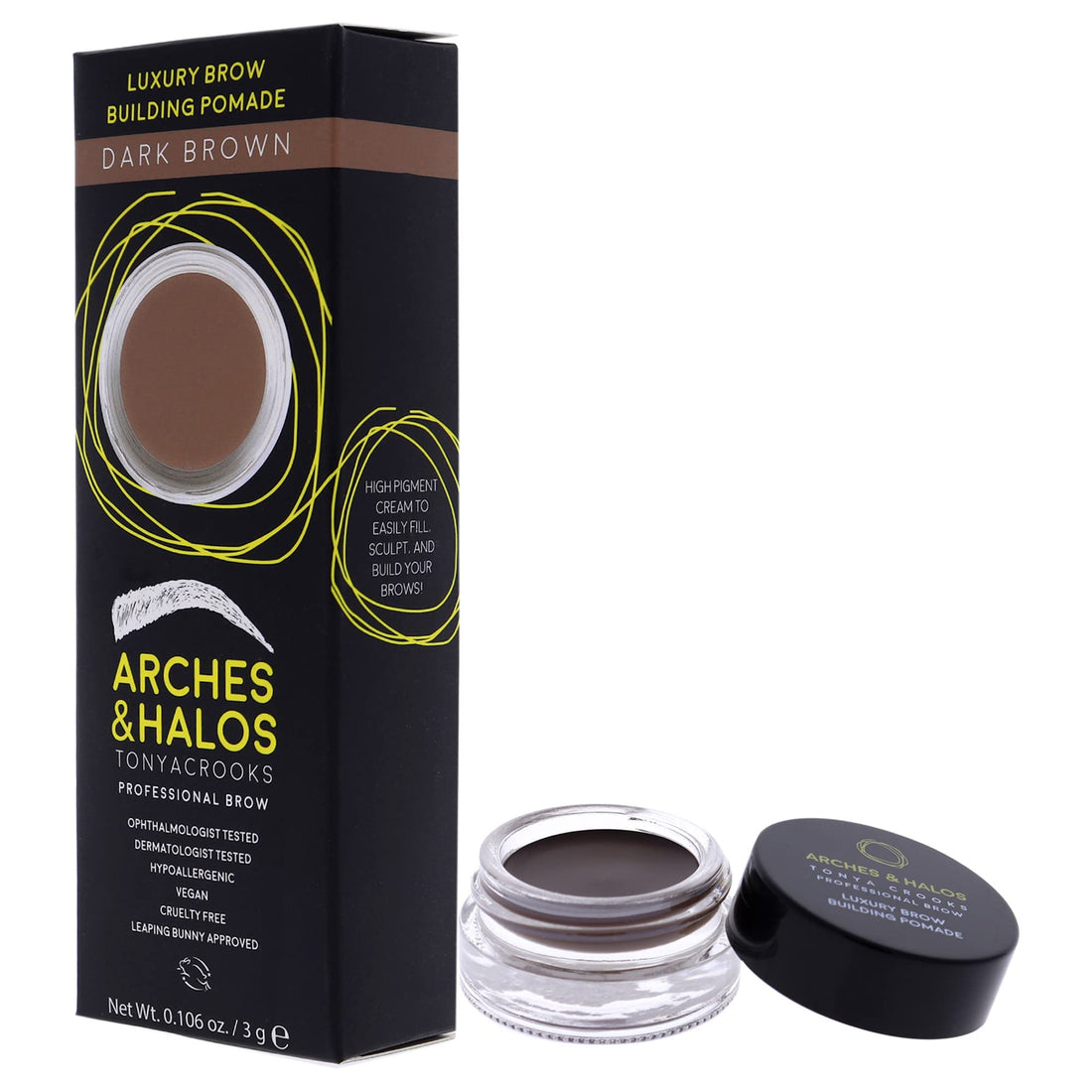 Arches & Halos Luxury Brow Building Pomade in Dark Brown, 0.1 Ounce