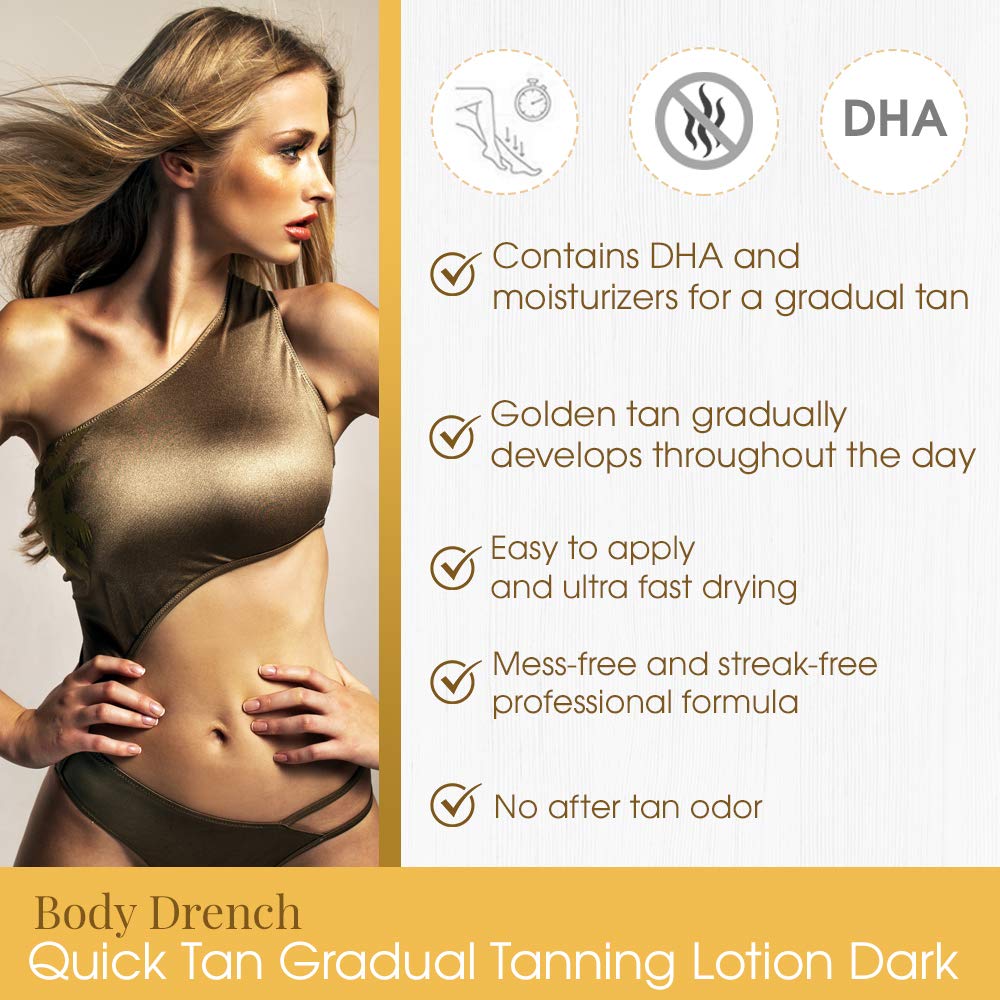 Body Drench Quick Tan Gradual Tanning Lotion, Dark, 8 Ounce
