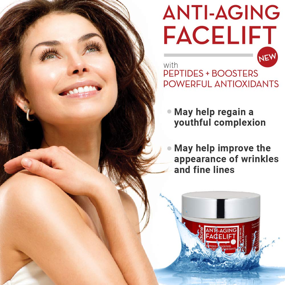 Natural Anti-Aging Facelift Cream for Face | Ultimate Moisturizer w/Retinol, Peptides, Stem Cells, Hyaluronic Acid, Vitamin E, Grape Seed | Helps Smooth Fine Lines, Wrinkles & Brightens | 2 OZ / 60 G