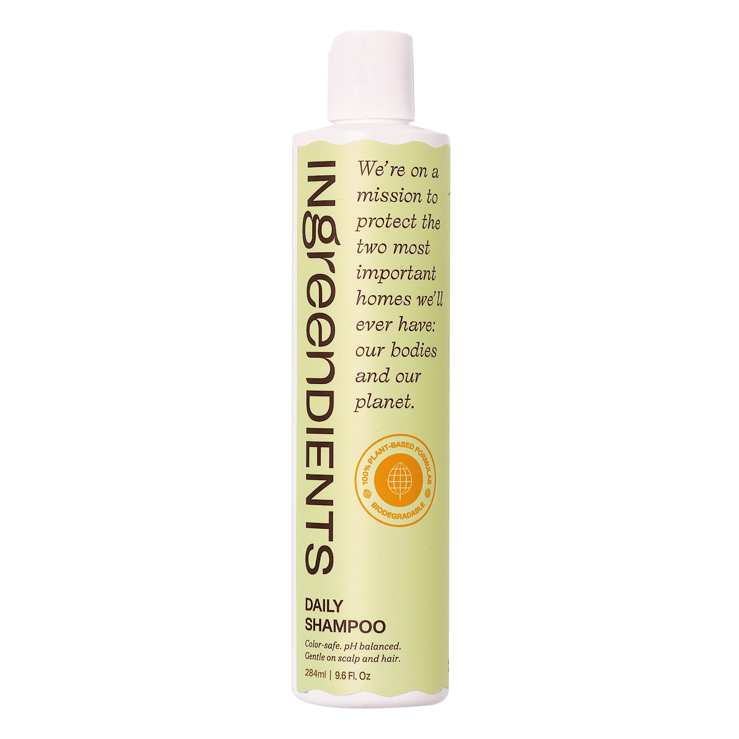 Ingreendients Non Toxic Vegan Shampoo with Organic Ingredients, Apple Cider Vinegar & Tea Tree Oil - Sulfate Free, Color Safe, Paraben Free, Gluten Free, Cruelty Free, pH Balanced