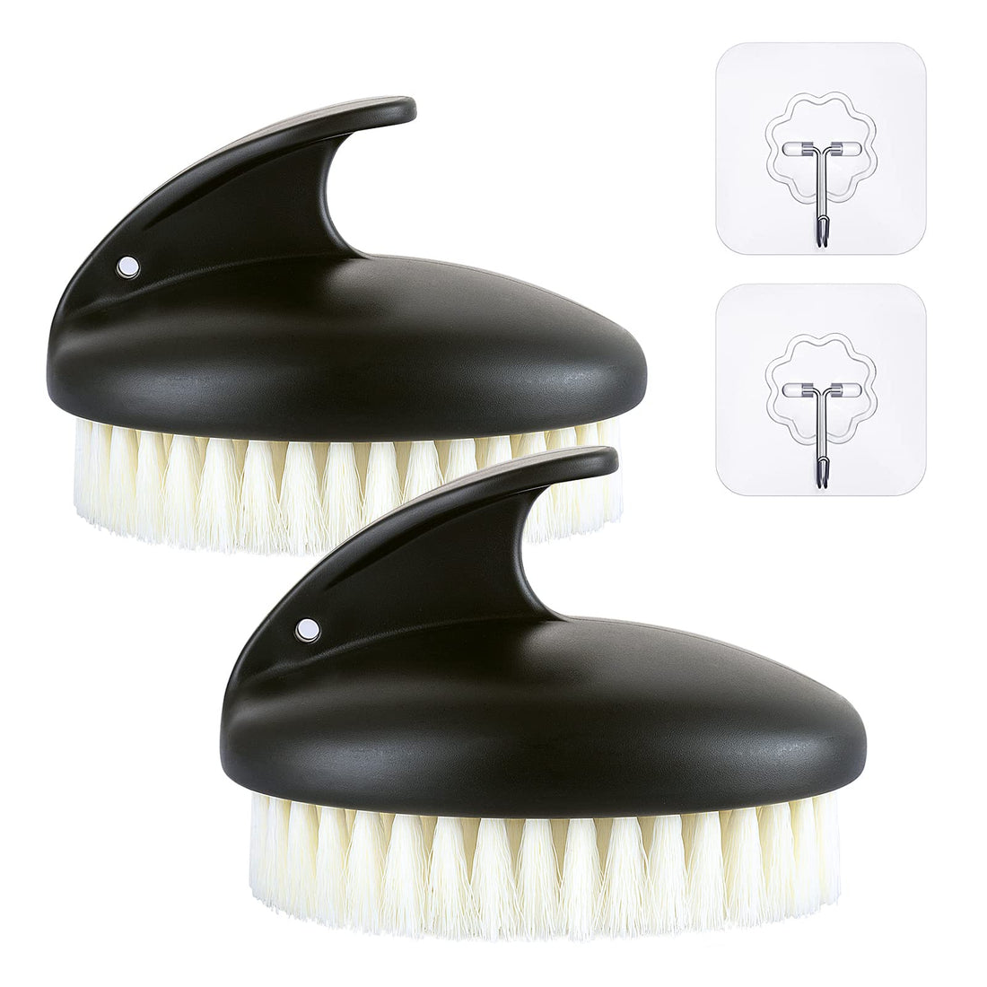 Dry Brushing Body Exfoliating Brush, Anti Slip Body Scrubber for Shower, Never Mold Shower Body Cleaning Brush for Deep Cleansing & Soften Skin, Improve Circulation (Black-2 Pack)