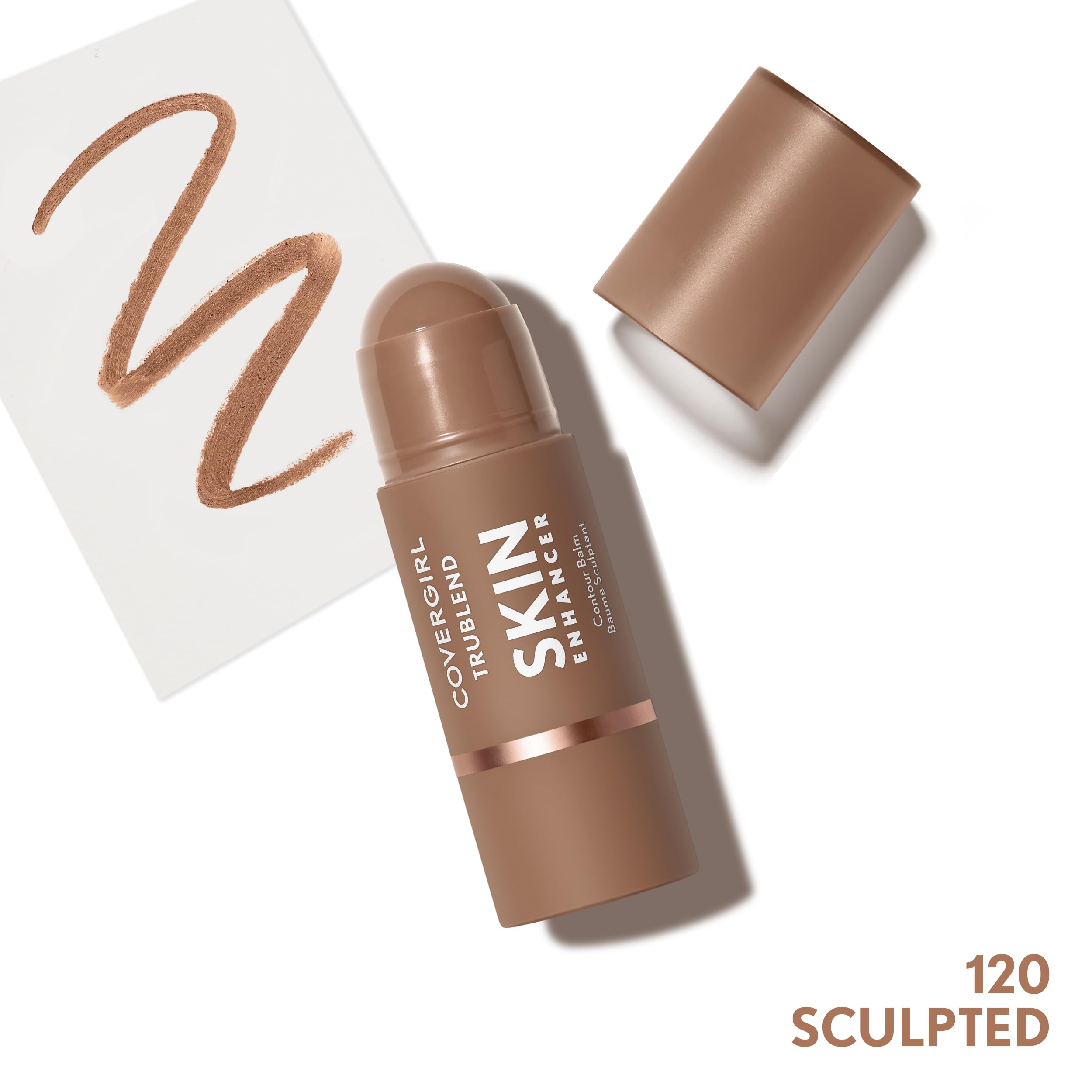 CoverGirl Trublend Skin Enhancer Contour Stick Balm, 120 Sculpted, Vegan Formula, Easy to Use, Glides on Effortlessly, Non-Greasy, Doesn't Crease, 0.21oz