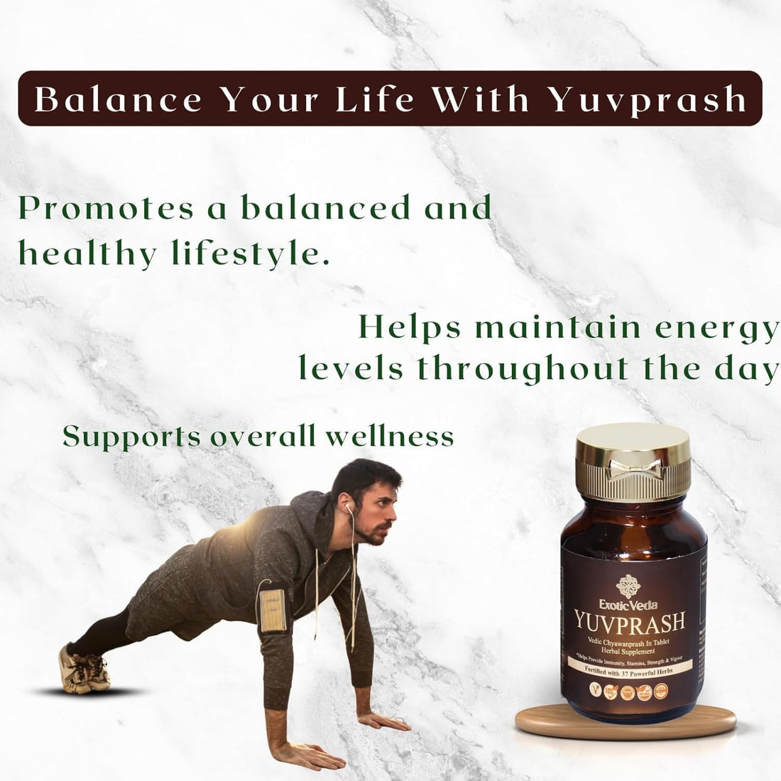 Exotic Veda Chyawanprash Tablets, YuvPrash Vedic Chyawanprash Sugar Free for Women and Men, Daily Multivitamins: 60 Tablets