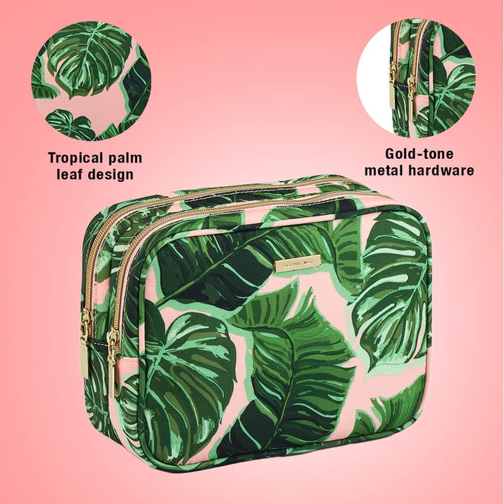 Allegro by Scunci Double Zip Travel Organizer Cosmetic Makeup Bag for Women and Girls
