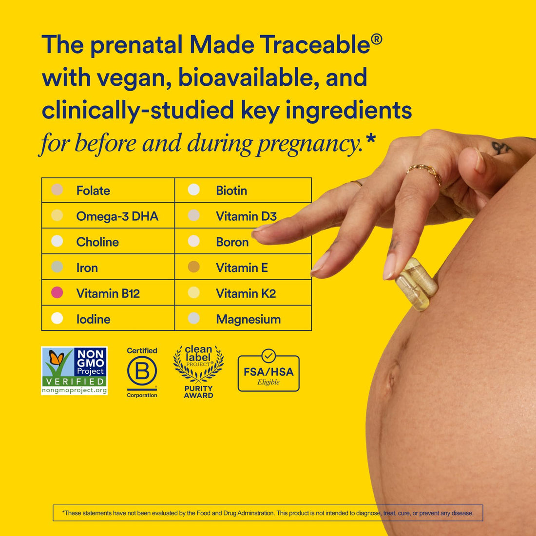 Ritual Essential for Women Prenatal Multivitamin: Folate & Choline for Neural Tube Support, Omega-3 DHA for Fetal Brain Development, Iron, Calcium-Helper D3 & K2, Non-GMO, Vegan, Mint, 30 Days