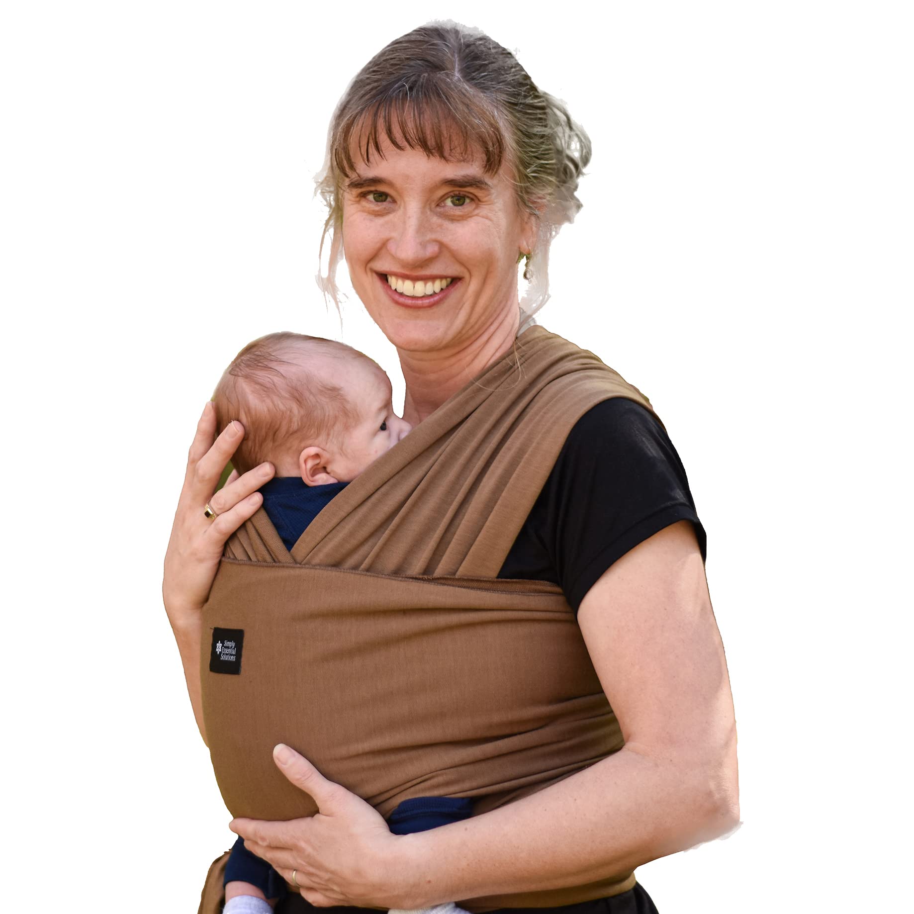 Baby Wrap Carrier Soft, Stretchy, Cotton Baby Wrap, Baby Sling, Nursing Cover Up for use with Newborn-Toddler: Evenly distributes Weight for More Comfortable Carrying (Brown)