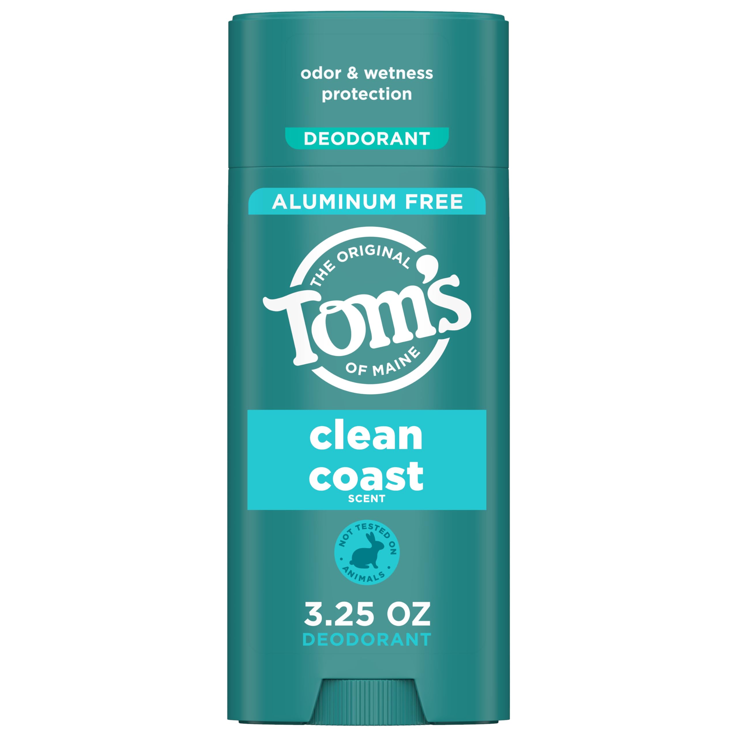 Tom’s of Maine Clean Coast Aluminum Free Natural Deodorant For Women & Men | Goes on Clear | Odor & Wetness Protection | Naturally Derived and Moisture-Locking Ingredients | 3.25 oz