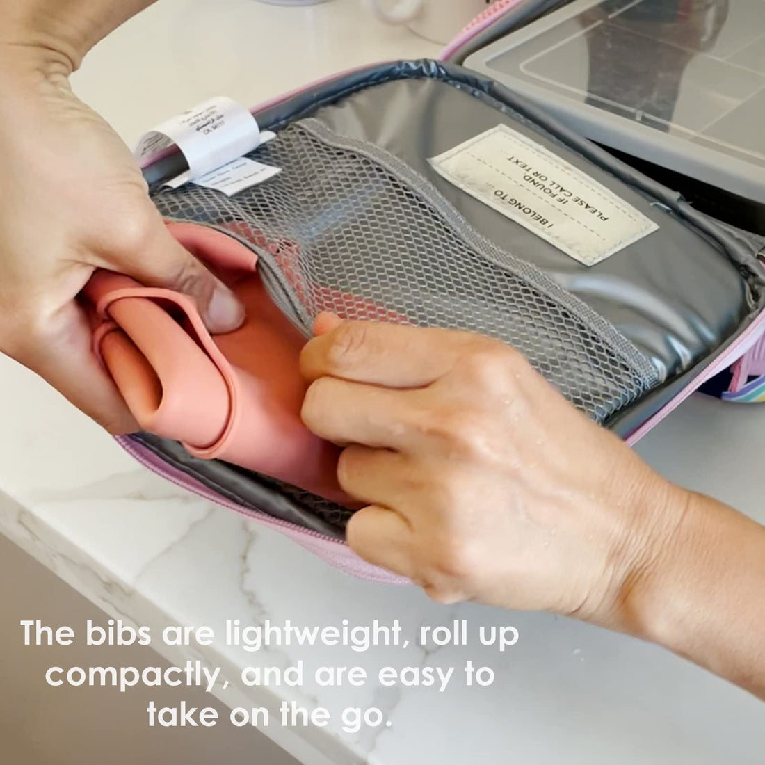 ROCCED Baby Silicone Bibs 2 Sets Baby Bibs with Food Catcher for Girls Boys Toddlers BPA Free Waterproof Soft Durable Adjustable for Babies-Shifting Sand/Pale Mauve