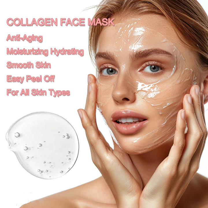 Ueseinl Collagen Wrapping Peel-Off Mask Overnight, Collagen Night Wrapping Face Mask, Hydrates & Firming Face Mask for Moisturizing & Tightening, Glowing Skin