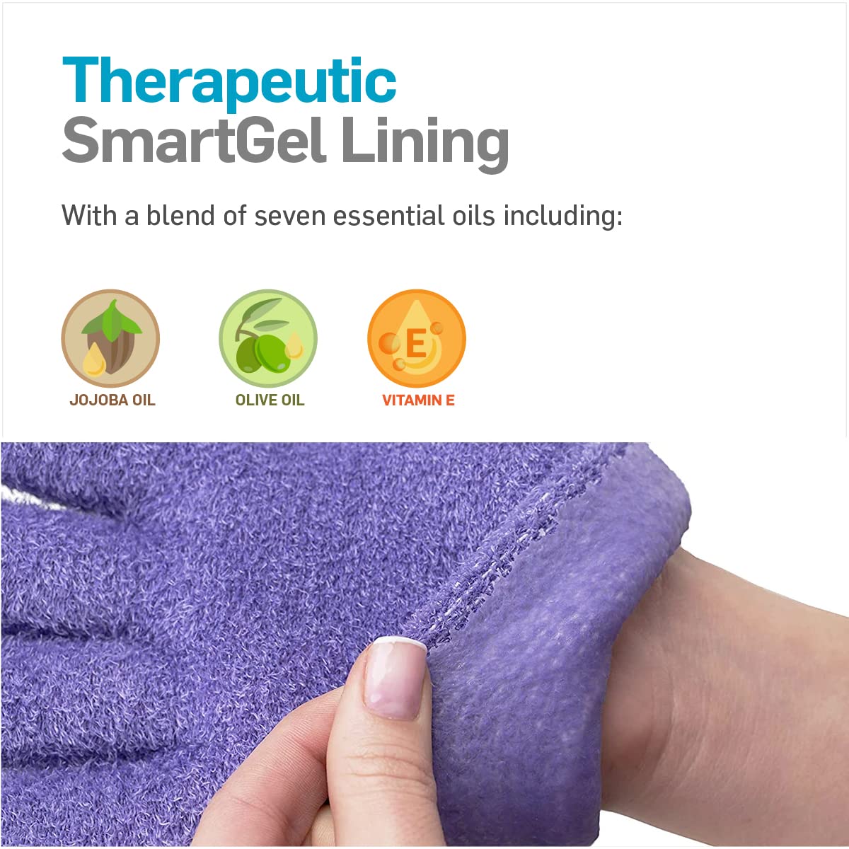 NatraCure Moisturizing Gel Gloves - (for Dry, Cracked Skin, Aging Hands, Cuticles, Eczema, After Hand Washing, Instead of Overnight Sleeping Gloves, Lotion, Cream) - Color: Lavender