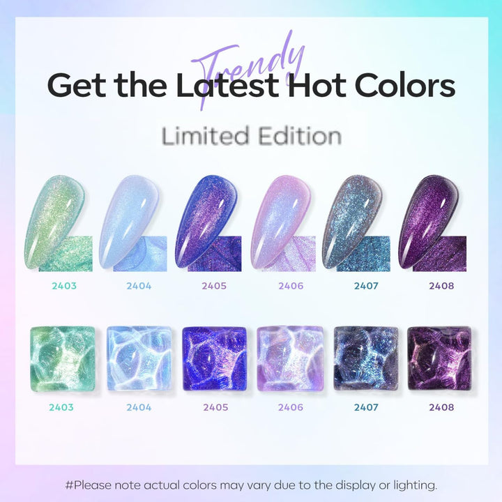 modelones Chameleon Gel Nail Polish Set- 6 Colors Fall Winter Aurora Shimmer Glitter Gel Polish Kit Blue Green Purple Nail Gel Polish Soak Off LED Nail Lamp Nail Art Gel Kit DIY Salon Gift for Women