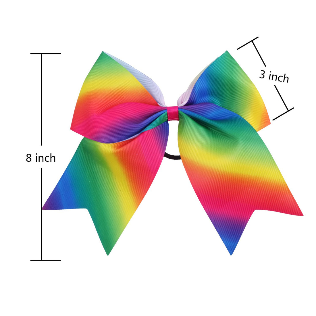 ICObuty 12 Pcs 8' Jumbo Cheer Bows Ponytail Holder Cheerleading Bows Hair Tie for Teens Girl (Rainbow)