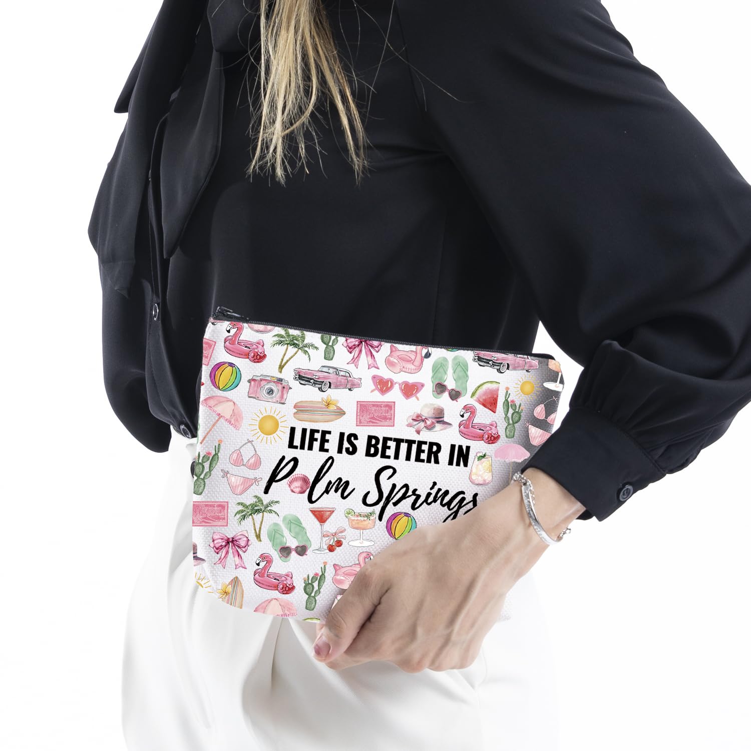 WCGXKO Palm Springs Gifts For Women Palm Springs Party Gift Life Is Better In Palm Springs Travel Gift Makeup Bag (Better In Palm Springs Bag)