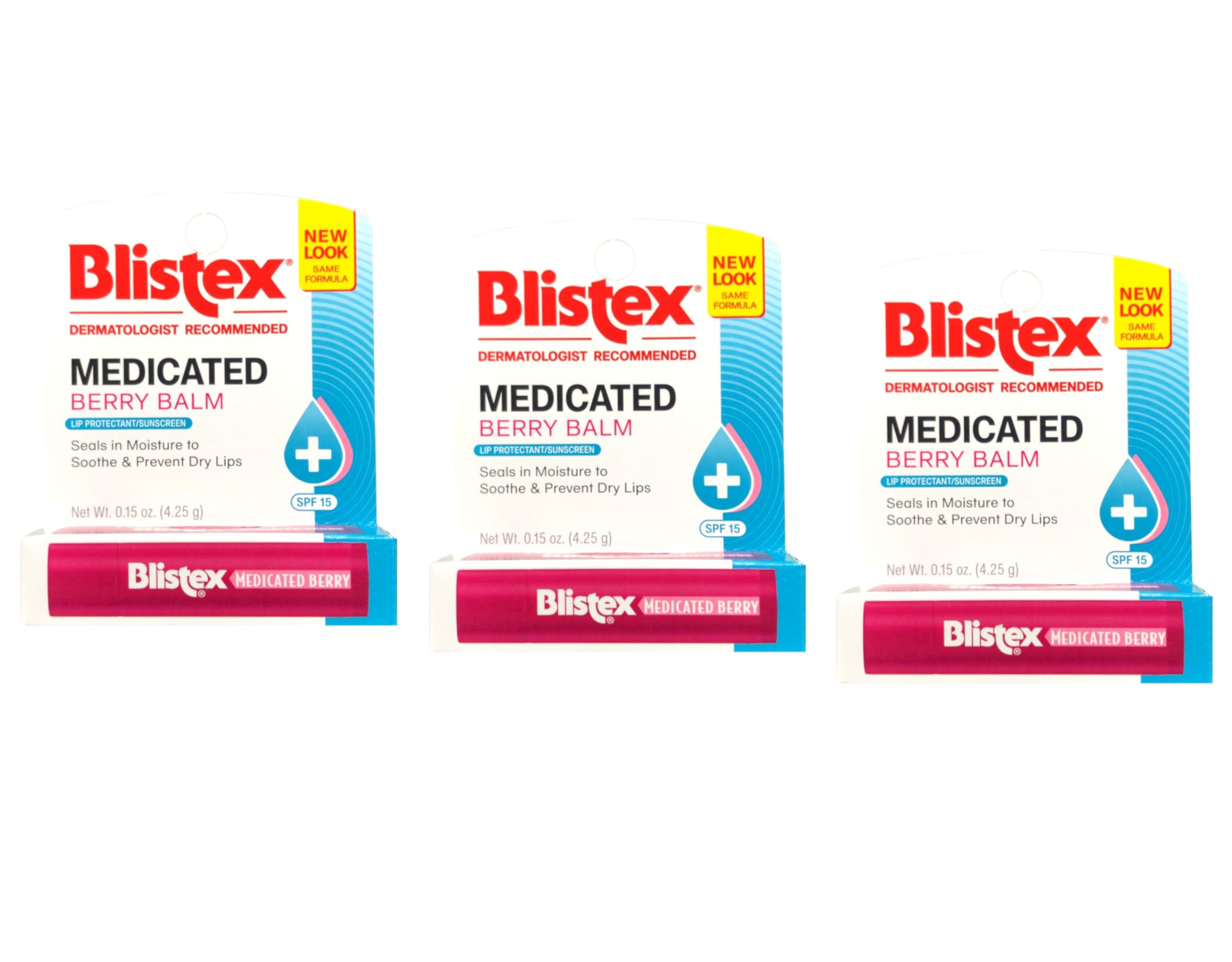 Blistex Medicated Lip Balm, Spf 15, Berry, .15-Ounce Tubes (Pack of 3)