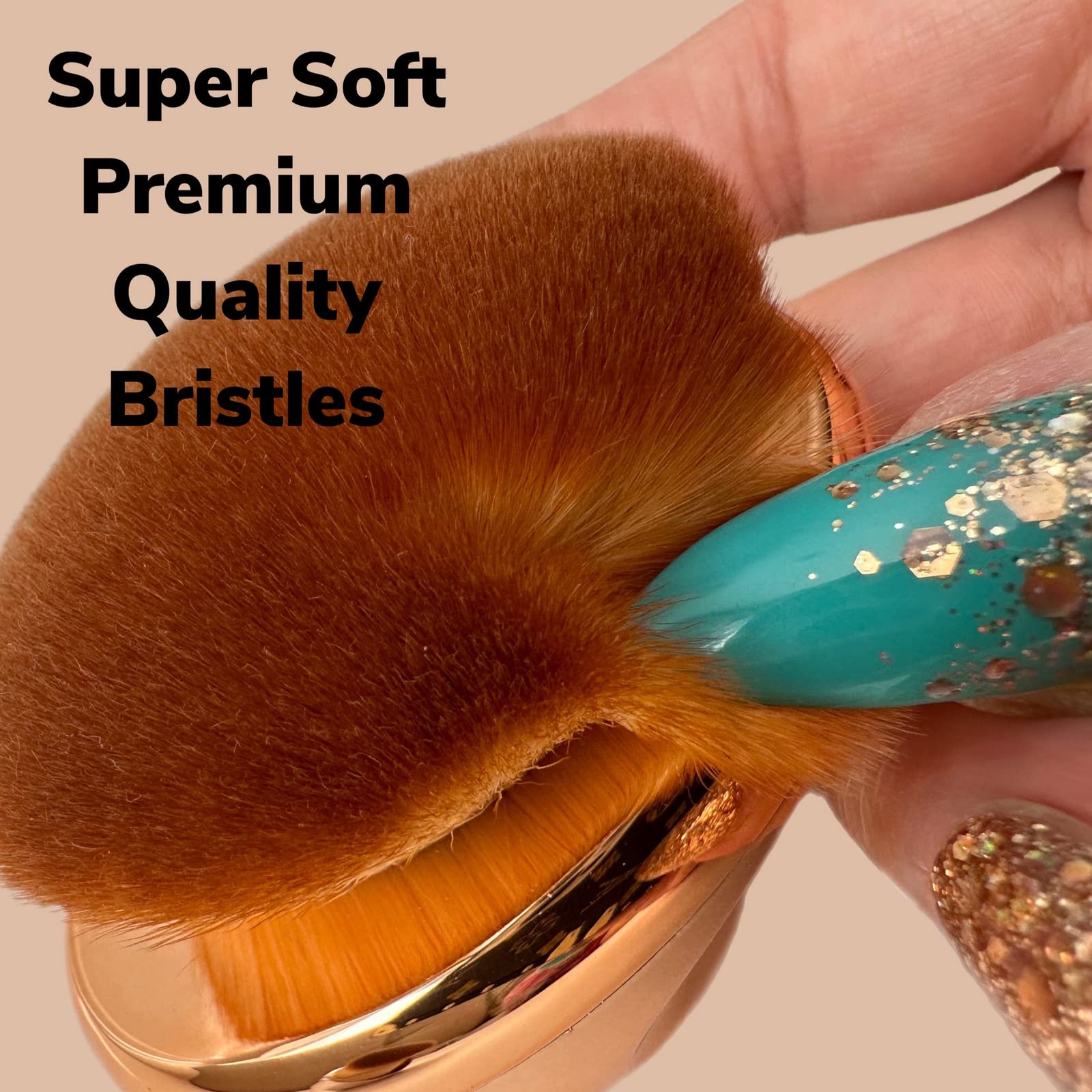 Foundation Brush Palm Makeup SOFT Kabuki Dome Shaped Face Body Shimmer Oil SPF Blush Bronzer Highlighter Blending Self-Tanner Buffing Liquid Powder Cream Streak-Free Cosmetic Application -Rose Gold