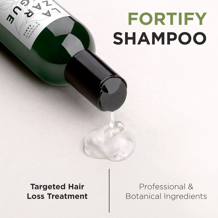 Lazartigue Fortify Densifying Shampoo, Enriched with Guarana and Ricinus, Strengthens Fragile Hair, Stronger Appearance, Perfect for Everyday Usage, Vegan, Lemon, 8.4 Oz
