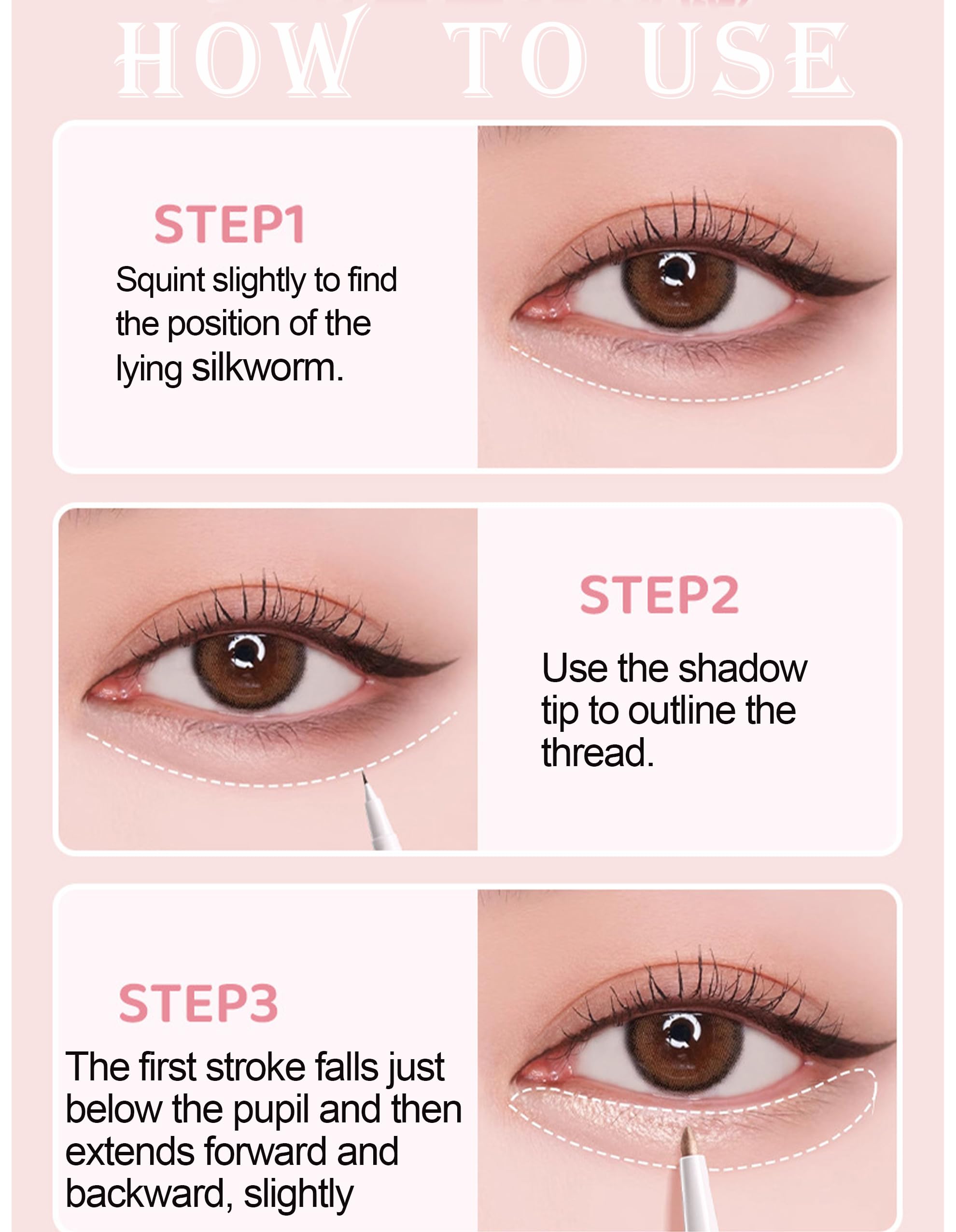 Lying Silkworm Under Eye Highlighter Makeup Stick, 2PCS - Silky-smooth, Long-lasting, Smudge-proof Tear Drop Eye Brightener & Contouring Stick