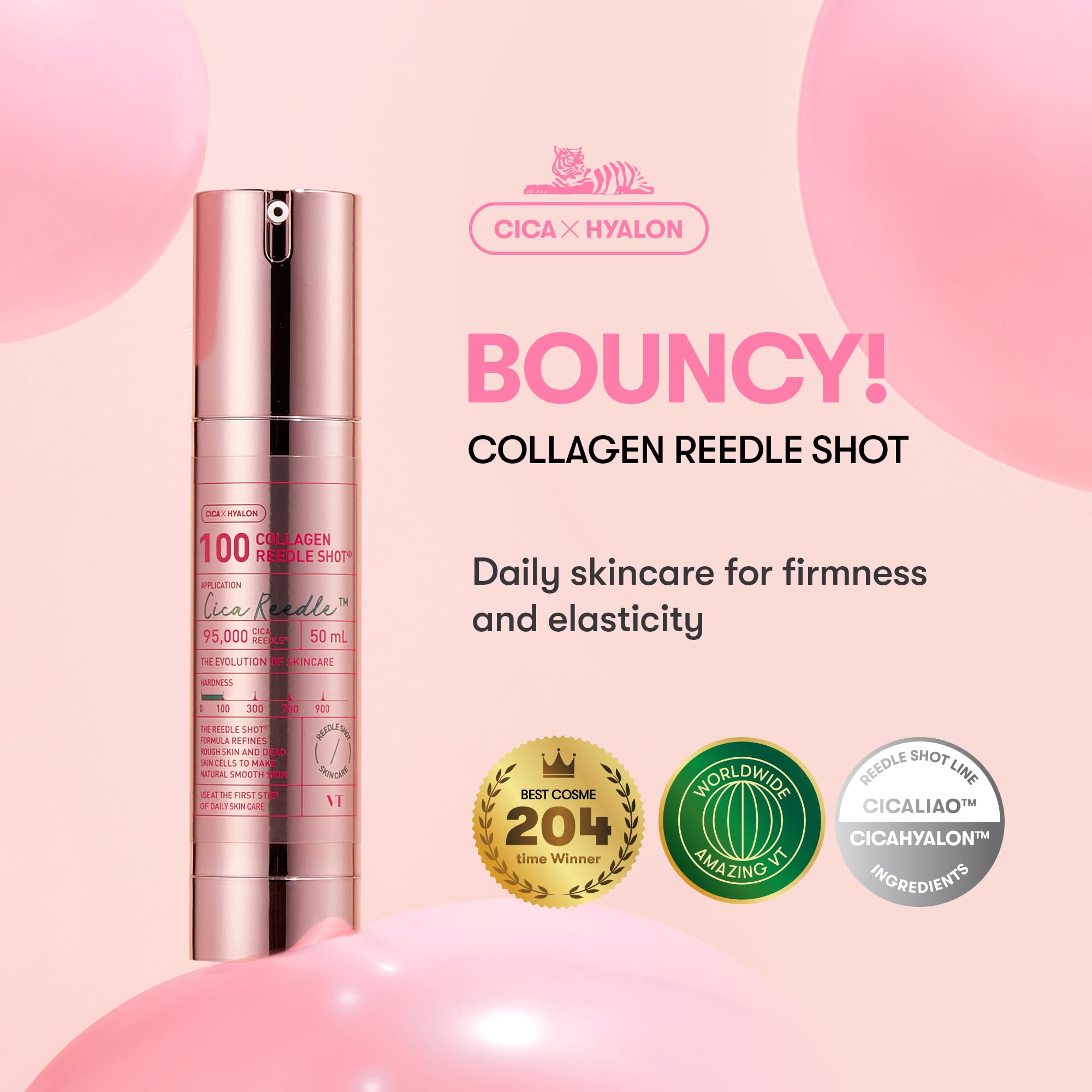 VT COSMETICS Collagen Reedle Shot 100, Collagen Microneedling Serum, Firming & Elasticity, 500Da Collagen Extract, Soft Skin, Glass Skin, Korean Skin Booster 1.69Fl Oz(50ml)